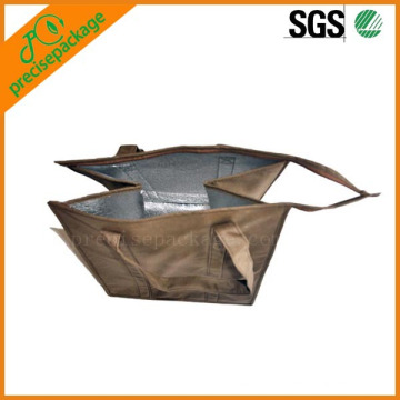 Sac isotherme à fermeture à glissière laminée brillante réutilisable